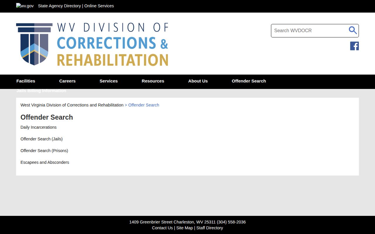 West Virginia Division of Corrections and Rehabilitation Clay County jail record search